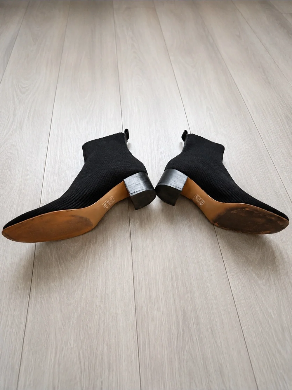 Everlane Boots Size 7.5 Black ReKnit Glove Sock Ankle Block Heel